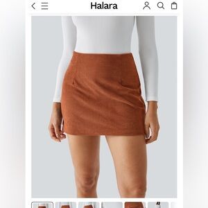 Halara Size Medium NWT High Waisted 2-in-1 A Line Mini Corduroy Casual Skirt